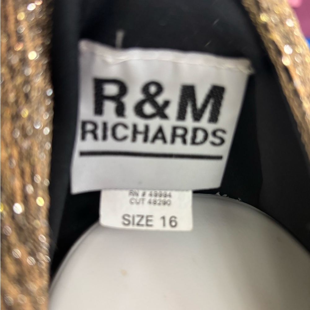R&M Richards Vintage 3 piece Gold Shimmer Jacket & Shell with Black Slacks - Picture 2 of 3